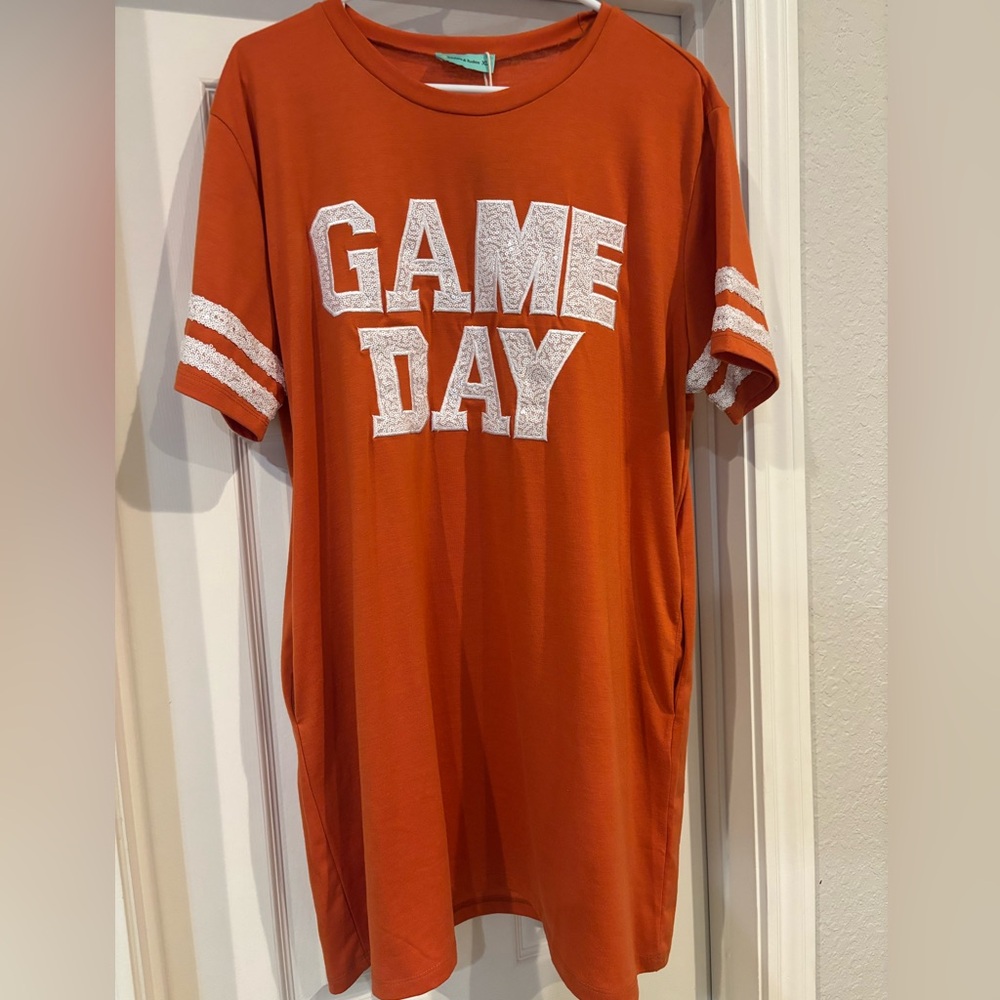 Game Day Sequin Graphic Tee Dress  — WITH POCKETS